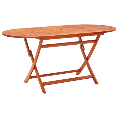 VIDAXL  Folding Patio Table 63"x33.5"x29.5" Solid Eucalyptus Wood