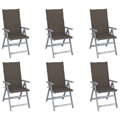 Chaises inclinables de patio VidaXL 6 pièces avec coussins en bois d’acacia massif