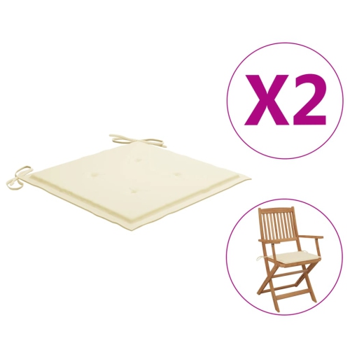 Coussins de chaises de jardin VidaXL, crème, tissu 15.7 x 15,7 x 1,2 po