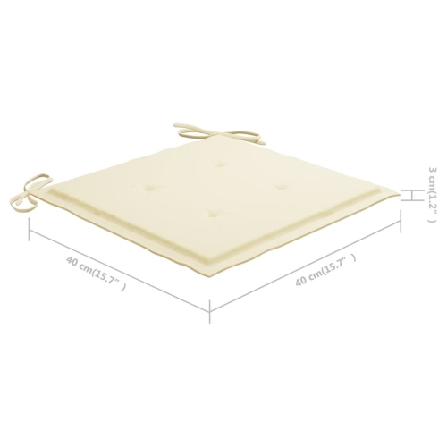 vidaXL Garden Chair Cushions 2 pcs Cream 15.7"x15.7"x1.2" Fabric
