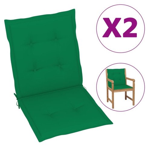 Coussins de chaise de jardin VidaXL, 2 pièces, vert, 39.4 x 19,7 x 1,2 po