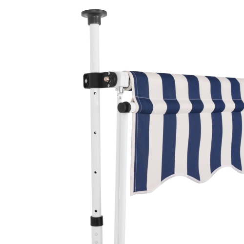 vidaXL Manual Retractable Awning 118" Blue and White Stripes