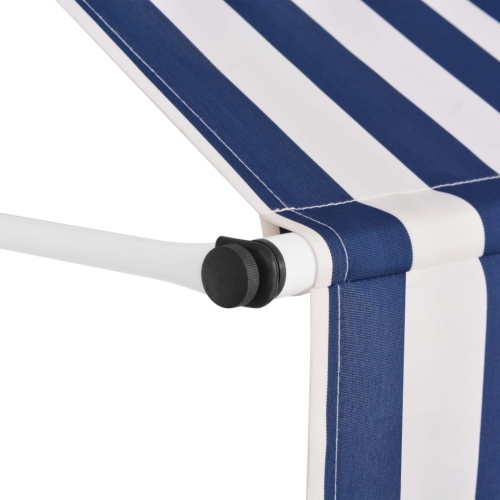 vidaXL Manual Retractable Awning 118" Blue and White Stripes