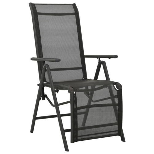 vidaXL Reclining Patio Chairs 2pcs Textilene and Aluminum Black