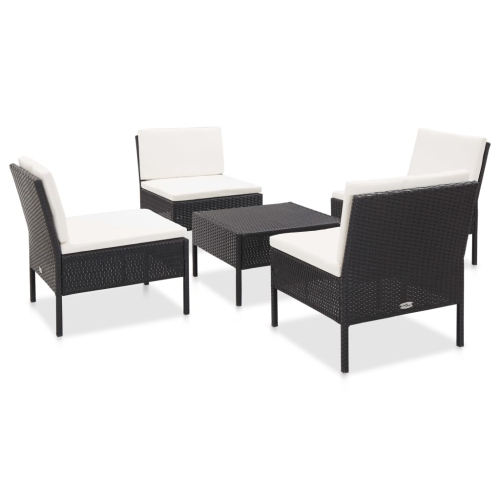 VIDAXL  5 Piece Patio Sofa Set With Cushions Poly Rattan In Black