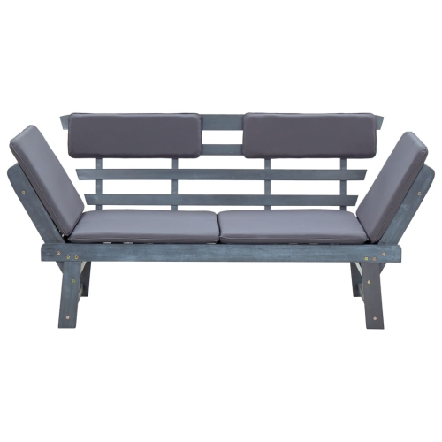 vidaXL Patio Bench with Cushions 2-in-1 74.8" Gray Solid Acacia Wood
