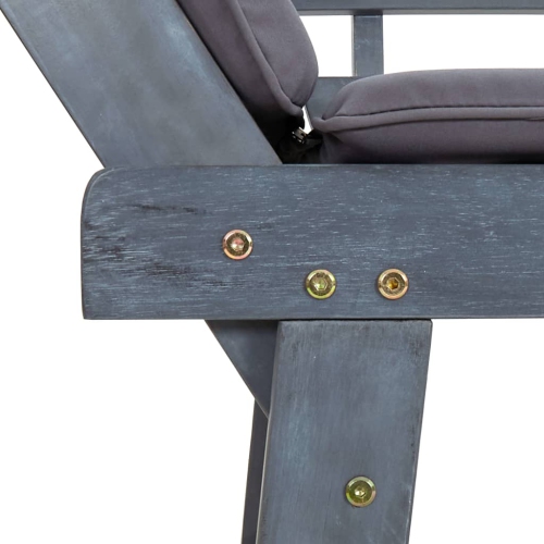 vidaXL Patio Bench with Cushions 2-in-1 74.8" Gray Solid Acacia Wood