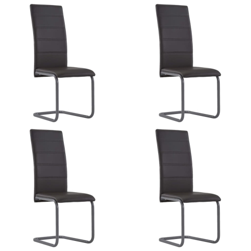 282096 vidaXL Cantilever Dining Chairs 4 pcs Brown Faux Leather