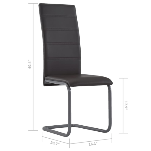 282096 vidaXL Cantilever Dining Chairs 4 pcs Brown Faux Leather