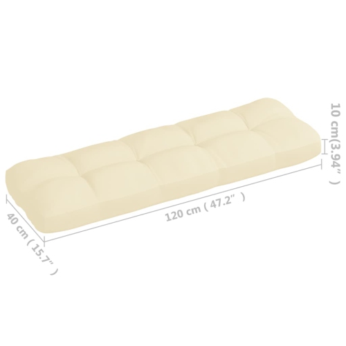 vidaXL Pallet Sofa Cushion Cream 47.2"x15.7"x3.9"
