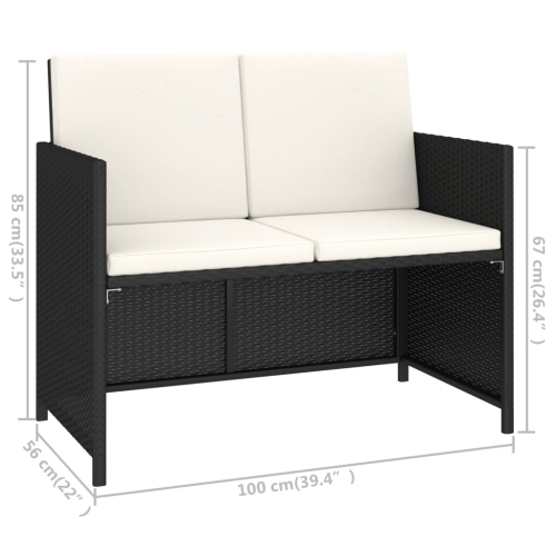 vidaXL 6 Piece Patio Dining Set Poly Rattan and Acacia Wood Black