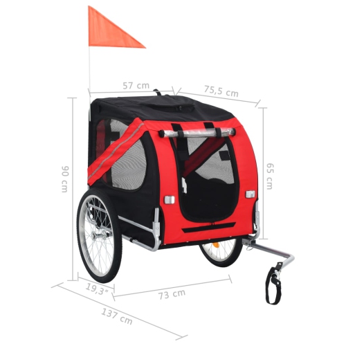 vidaXL Dog Bike Trailer Red and Black