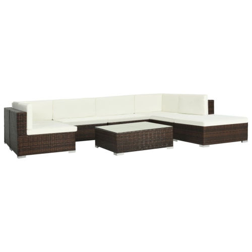 VIDAXL  8 Piece Patio Lounge Set With Cushions Poly Rattan In Brown