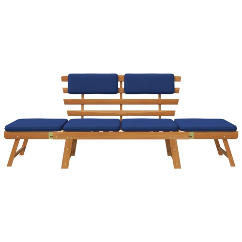 vidaXL Patio Bench with Cushions 2-in-1 75" Solid Acacia Wood