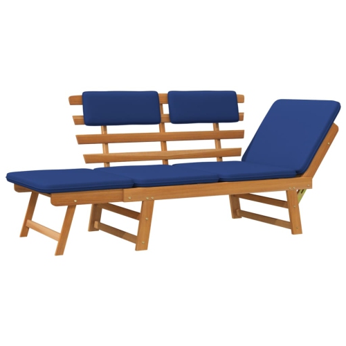 vidaXL Patio Bench with Cushions 2-in-1 75" Solid Acacia Wood