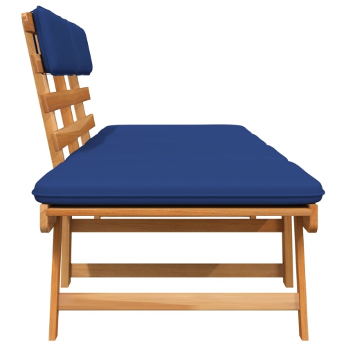 vidaXL Patio Bench with Cushions 2-in-1 75" Solid Acacia Wood