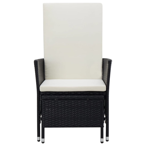 vidaXL Reclining Patio Chair with Cushions Poly Rattan Black