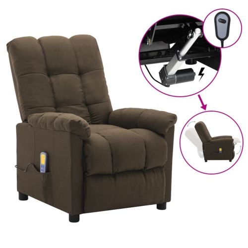 Fauteuil de massage inclinable électrique VidaXL, tissu brun