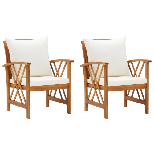 VIDAXL  Patio Chairs With Cushions 2 PCs Solid Acacia Wood