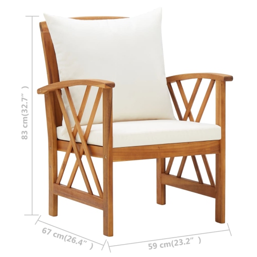 vidaXL Patio Chairs with Cushions 2 pcs Solid Acacia Wood