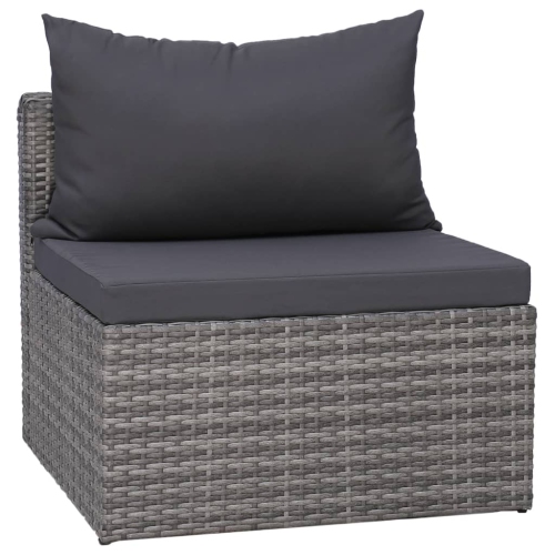vidaXL 7 Piece Patio Sofa Set with Cushions & Pillows Poly Rattan Gray