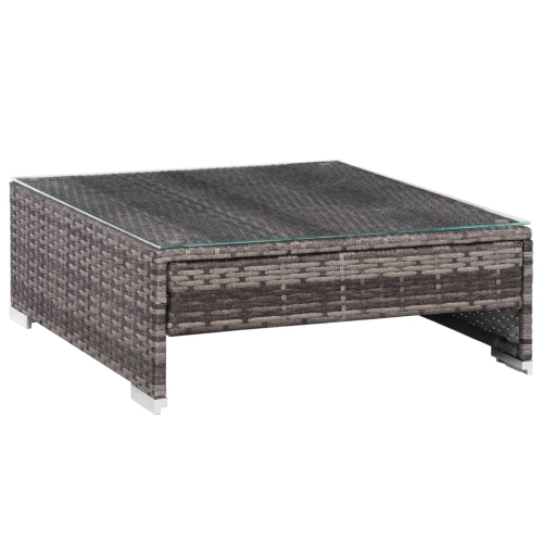 vidaXL 7 Piece Patio Lounge Set with Cushions Poly Rattan Gray