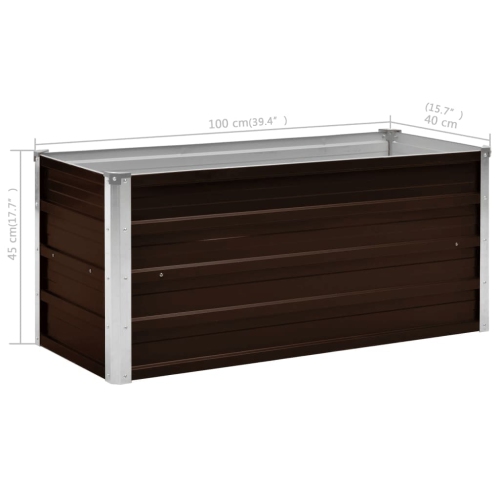 vidaXL Garden Raised Bed Brown 39.4"x15.7"x17.7" Galvanized Steel