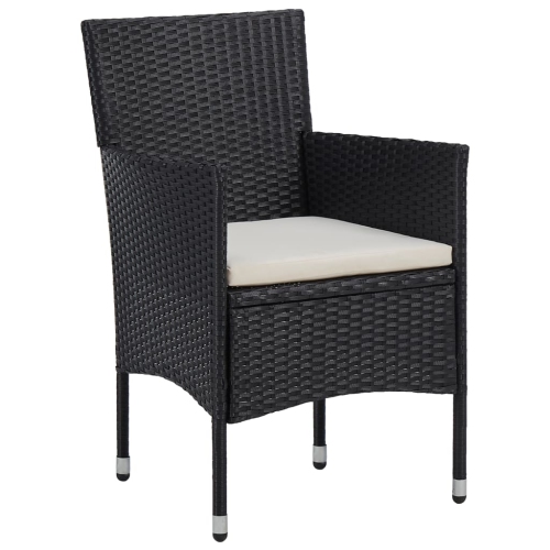vidaXL Patio Dining Chairs 2pcs Poly Rattan Black