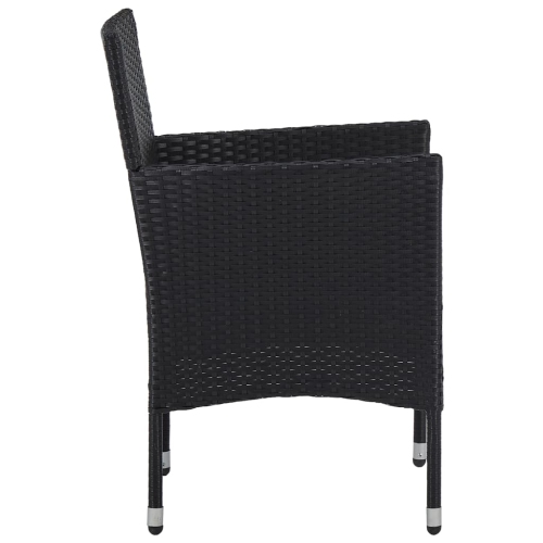 vidaXL Patio Dining Chairs 2pcs Poly Rattan Black