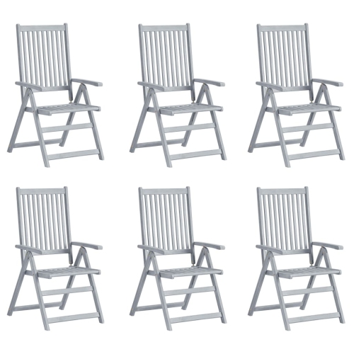 Chaises inclinables de patio VidaXL 6 pièces avec coussins en bois d’acacia massif
