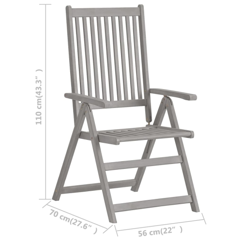 Chaises inclinables de patio VidaXL 6 pièces avec coussins en bois d’acacia massif