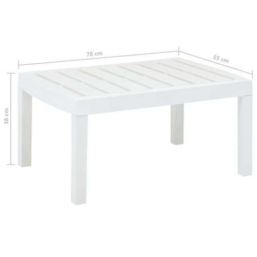 vidaXL Patio Table White 30.7"x21.7"x15" Plastic