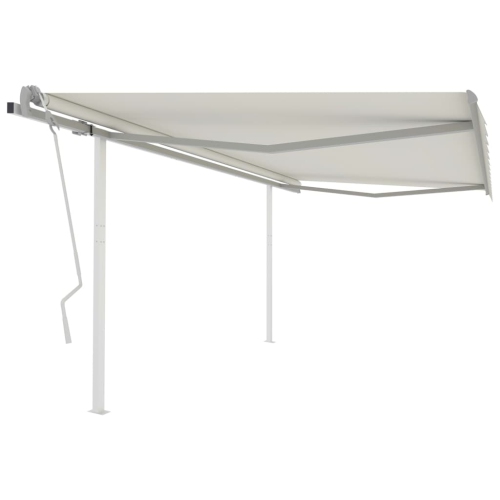 VIDAXL  Manual Retractable Awning With Posts 157.5"x118.1" Cream