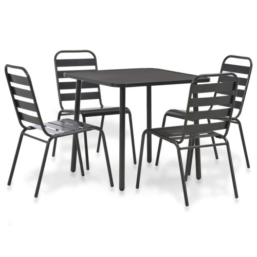 VIDAXL  5 Piece Patio Dining Set Steel Dark In Gray