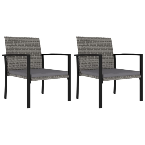 VIDAXL  Patio Dining Chairs 2 PCs Poly Rattan In Gray