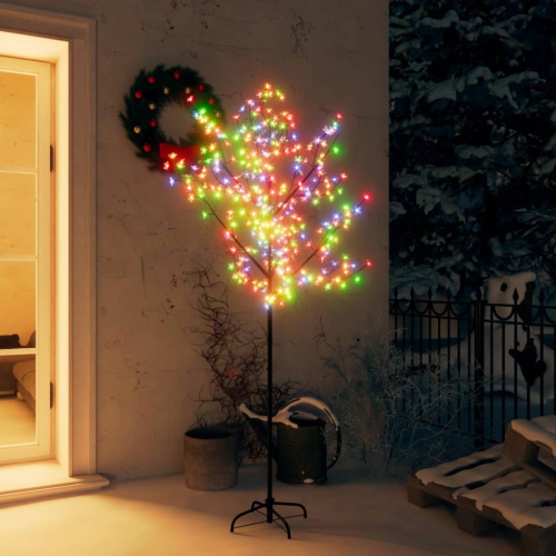 VIDAXL  Christmas Tree 200 Leds Colorful Light Cherry Blossom 70.9"