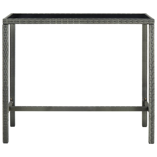vidaXL Patio Bar Table Gray 51.2"x23.6"x43.3" Poly Rattan and Glass