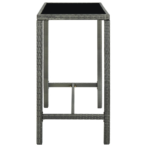vidaXL Patio Bar Table Gray 51.2"x23.6"x43.3" Poly Rattan and Glass