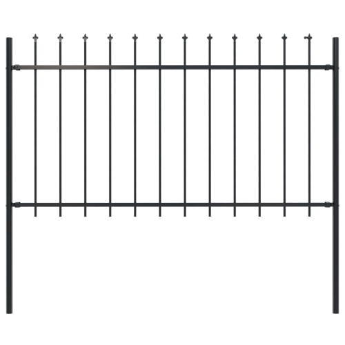 vidaXL Garden Fence with Spear Top Steel 66.9"x39.4" Black