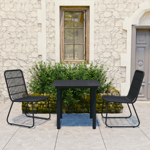 VIDAXL  3 Piece Patio Dining Set Poly Rattan And Glass