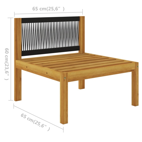 Ensemble patio 3 pièces avec coussins et bois d’acacia massif VidaXL