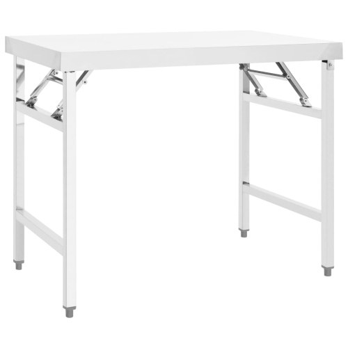 VIDAXL  Kitchen Folding Work Table 39.4"x24"x32" Stainless Steel