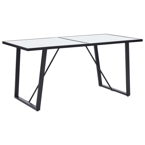 VIDAXL  Dining Table 63"x31.5"x29.5" Tempered Glass In White