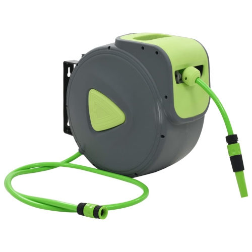 vidaXL Automatic Retractable Water Hose Reel Wall Mounted 30+2 m Green