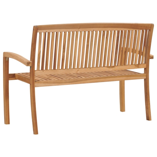 vidaXL 2-Seater Stacking Patio Bench 50.6" Solid Teak Wood