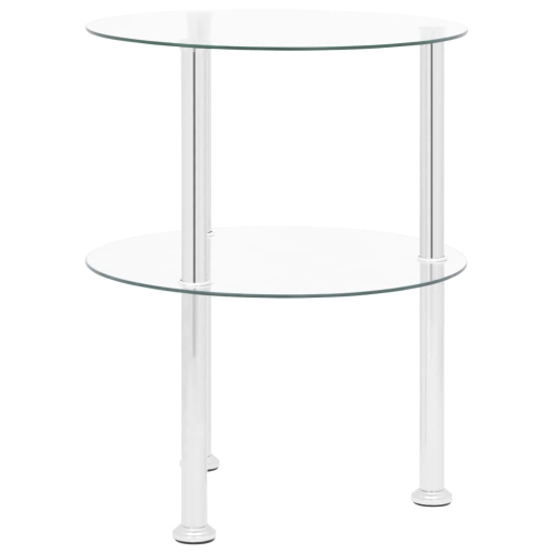 vidaXL 2-Tier Side Table Transparent 15" Tempered Glass