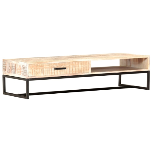 vidaXL Coffee Table White 46.1"x19.7"x11.8" Solid Acacia Wood