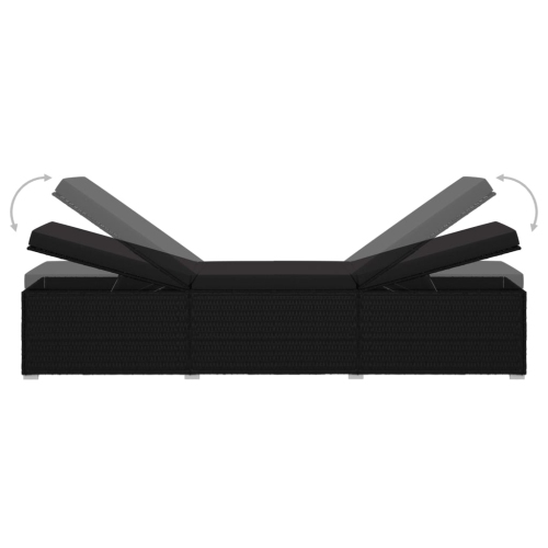 vidaXL 3 Piece Patio Sun Loungers with Tea Table Poly Rattan Black