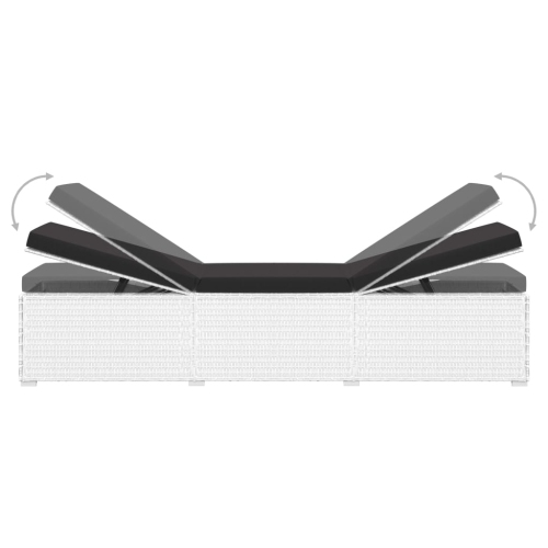 Chaises longues de patio VidaXL de 3 pièces avec table à thé en poly rotin blanc