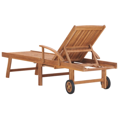 vidaXL Sun Loungers 2 pcs with Red Cushion Solid Teak Wood